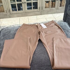 Tan Faux Leather Pants